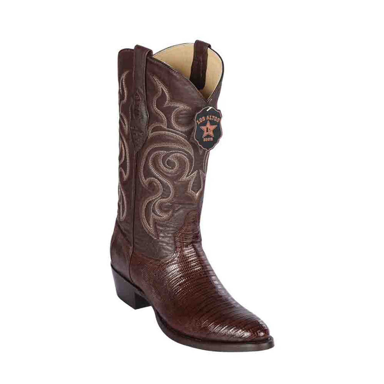 Los Altos Men's Brown Teju Lizard Round Toe Boots Los Altos Men's Brown Teju Lizard Round Toe Boots