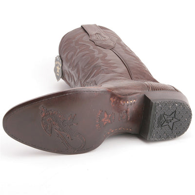 Los Altos Men's Brown Teju Lizard Round Toe Boots 2   - from alligatorwarehouse.com