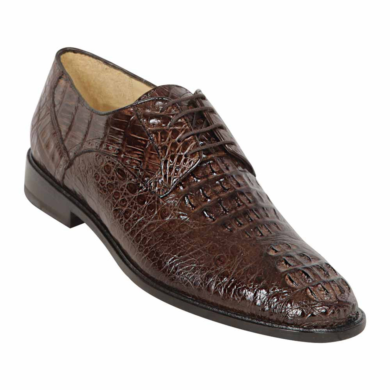 Los Altos Caiman Hornback Plain Toe Brown Shoes 1   - from alligatorwarehouse.com