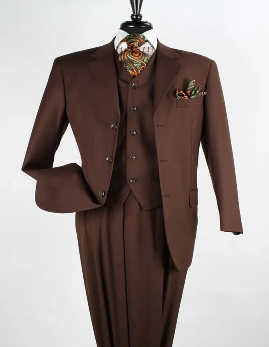 Pleated Suit - Mens Suits With Pleated Pant - Regular Fit Suit - Coco Brown Suit