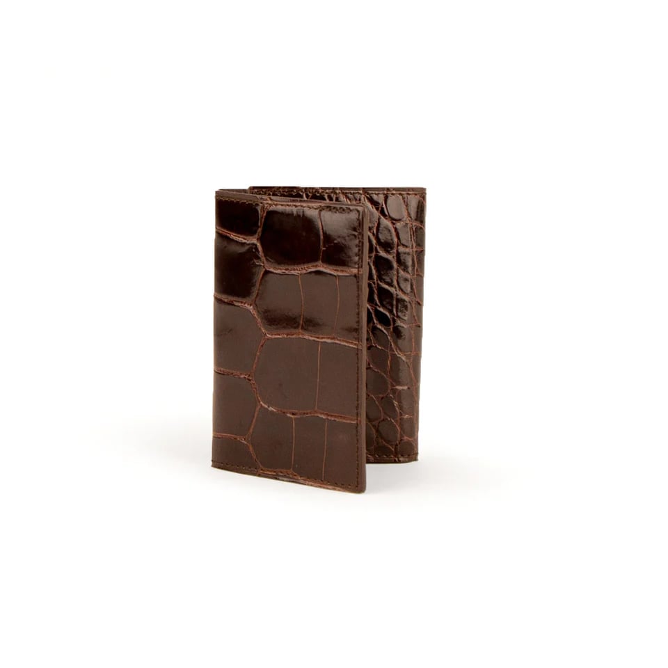 Ferrini Alligator Trifold Wallet Nicotine 1 ABTF-NI  - from alligatorwarehouse.com
