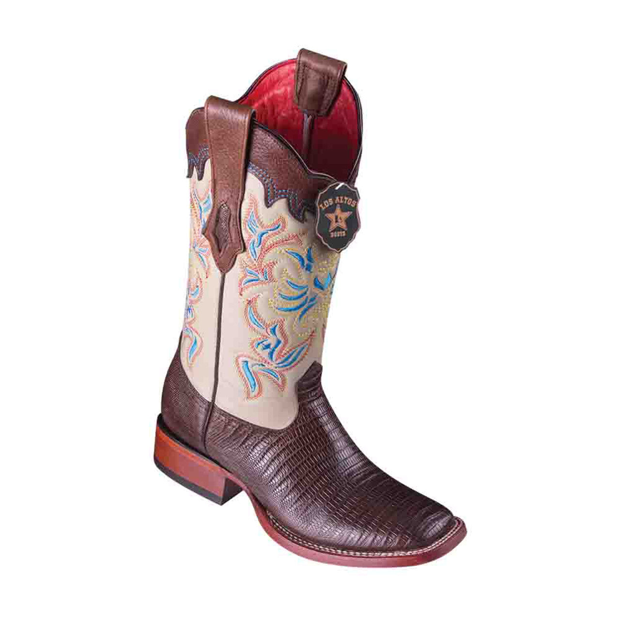 Los Altos Brown Teju Lizard Square Toe Women's Western Boot 1   - from alligatorwarehouse.com