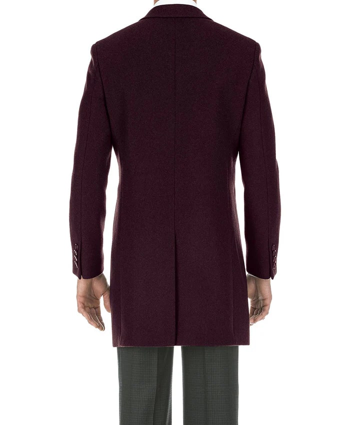 Burgundy Fall/Winter Essential Slim Fit Overcoat Wool Blend 2   - from alligatorwarehouse.com