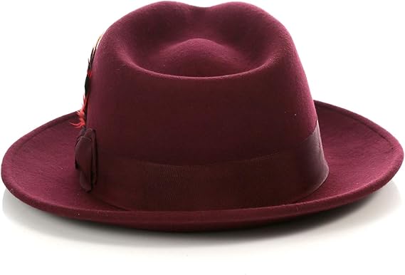 Premium Godfather Hat - Homburg Hat - Men's Homburg Burgundy 2   - from alligatorwarehouse.com