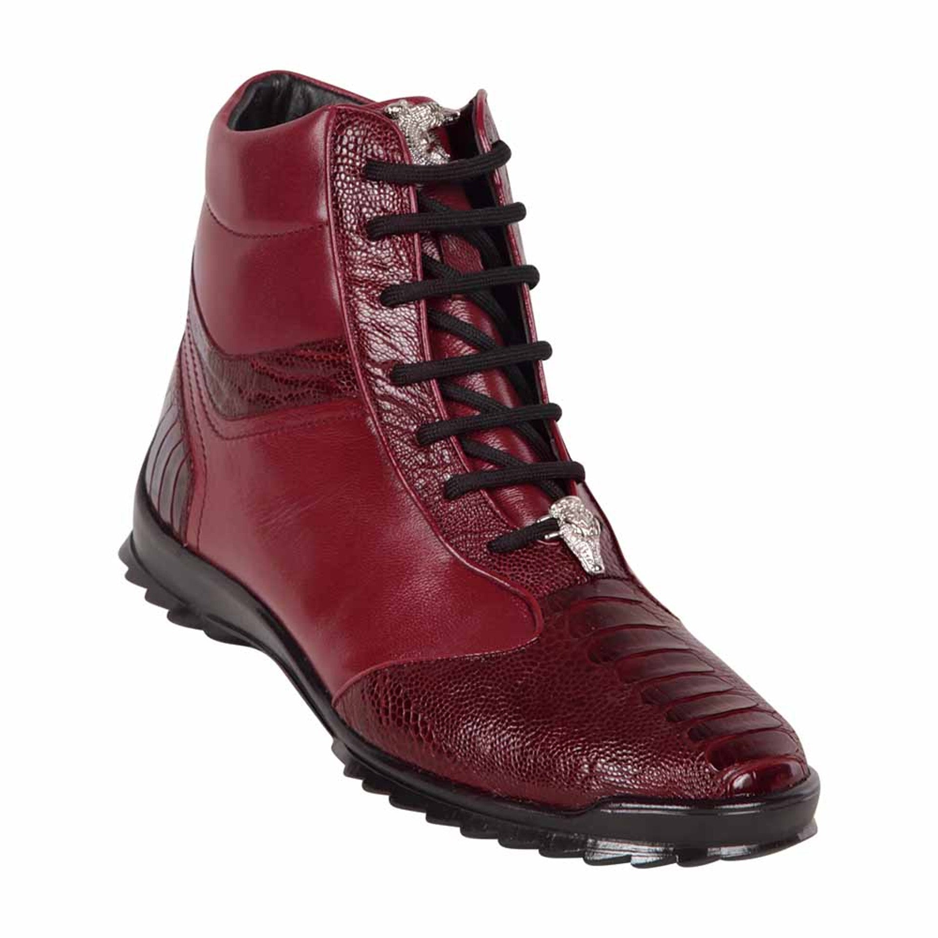 Los Altos Genuine Ostrich Leg Burgundy Casual Ankle Boot 1   - from alligatorwarehouse.com