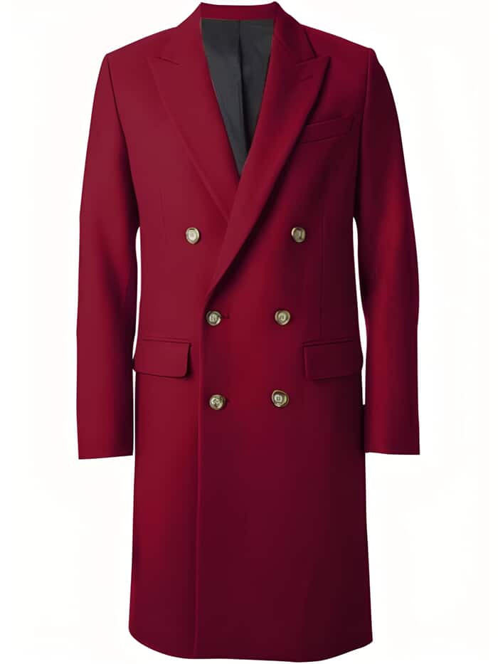 Men's Dress Authentic Double Breasted~Wide Peak Lapel 6buttons Burgundy Coat 1   - from alligatorwarehouse.com