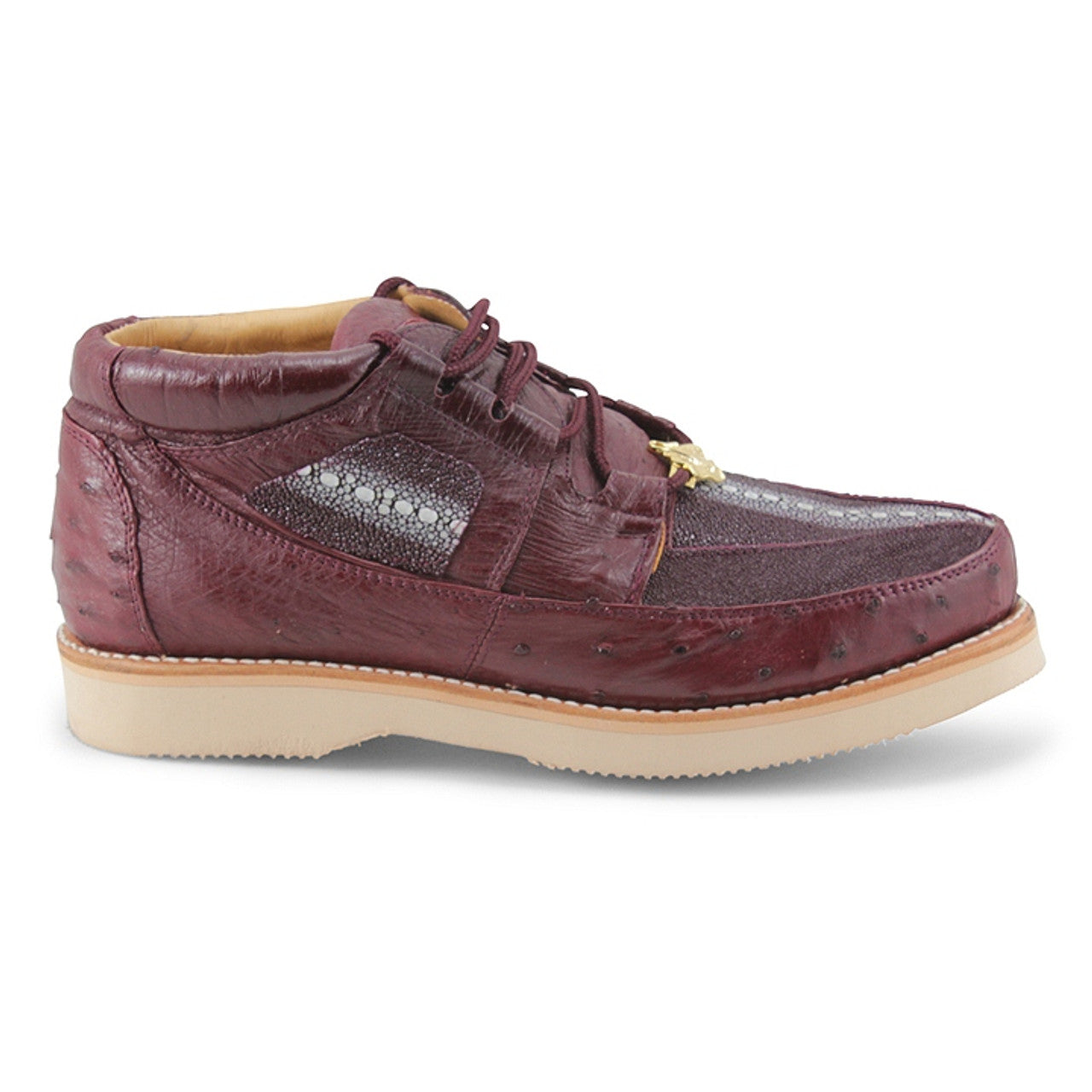 Los Altos Casual Burgundy Genuine Stingray / Ostrich Shoes 2   - from alligatorwarehouse.com