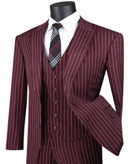 1920s Mens Suit - 1920s Mens Outfit - 1920s costume Bold Pinstripe Wide Suit in Burgundy
