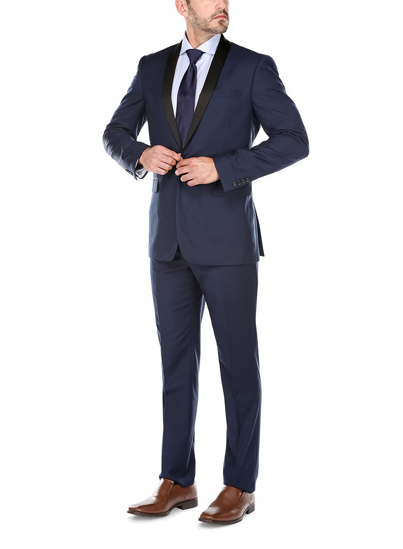 Blue 2 Piece Tuxedo Shawl Lapel Slim Fit 3 SO6201-19-SHAWLCOLLAR  - from alligatorwarehouse.com