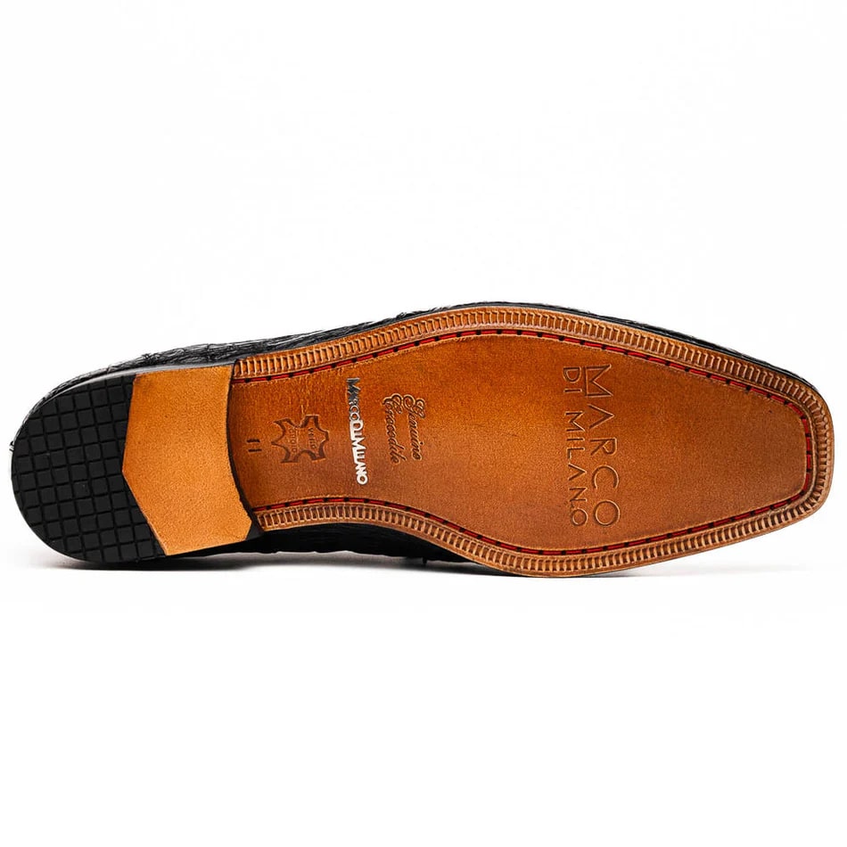 Marco Di Milano Leonardo Men's Shoes Black Genuine Caiman Crocodile Dress Derby Oxfords 5 LEONARDO_FLANK YACAREI_BLACK_8  - from alligatorwarehouse.com