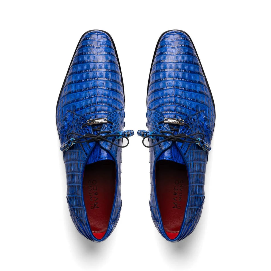 Marco Di Milano Lacio Men's Shoes Electric Blue Genuine Caiman Crocodile Dress Derby Oxfords 3 LACIO_CAIMAN FUSCUS_ELECTRIC BLUE_8.5  - from alligatorwarehouse.com