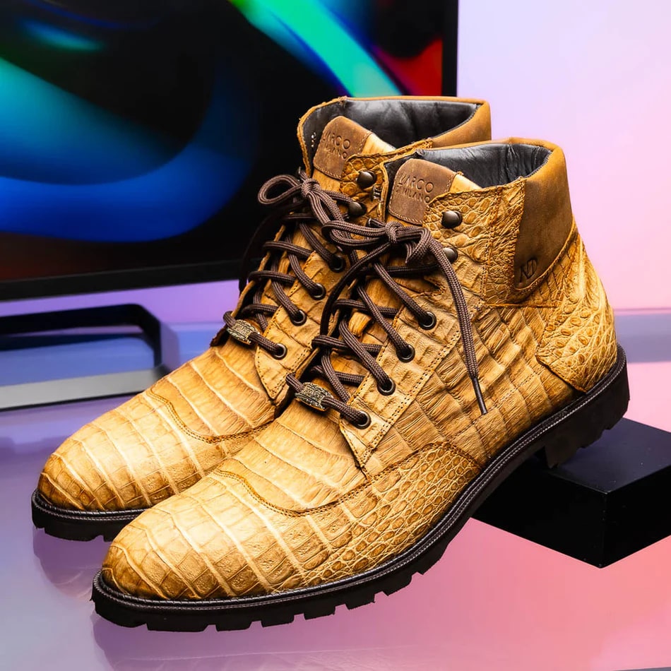 Marco Di Milano Leoni Men's Shoes Oil Orix Genuine Caiman Crocodile Rugged Boots 6 LEONI_CAIMAN FUSCUS_OIL ORIX_8.5  - from alligatorwarehouse.com