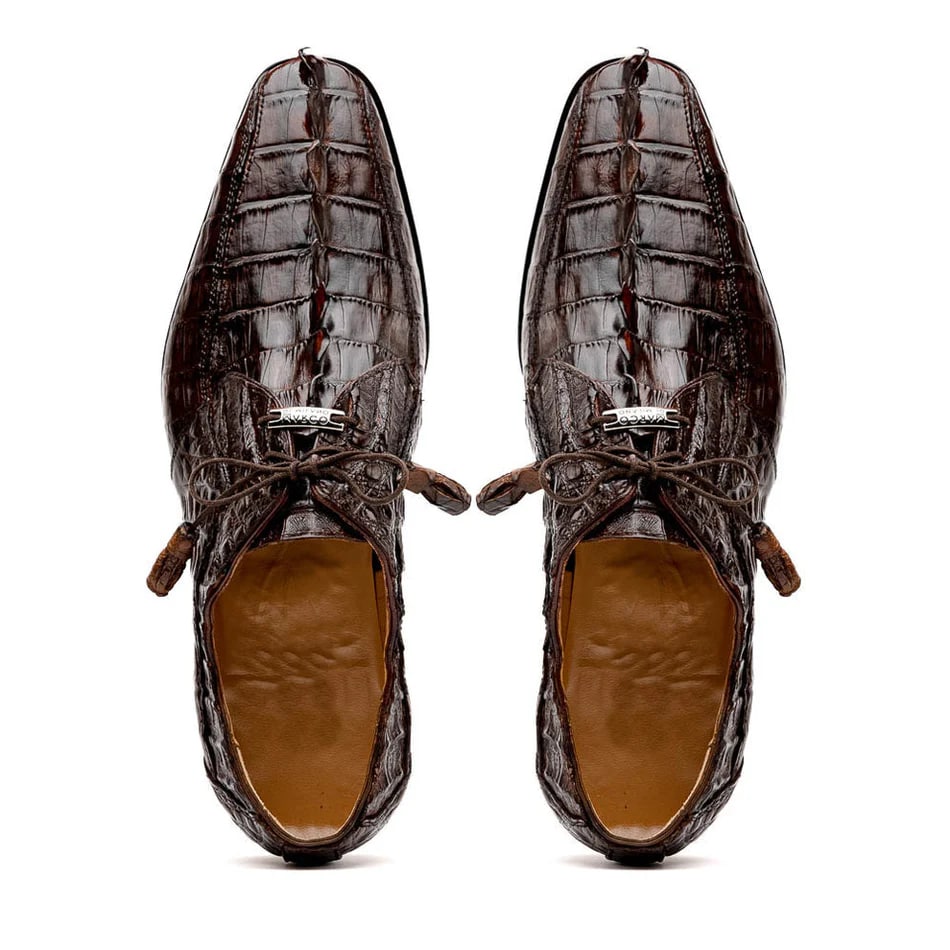 Marco Di Milano Cancun Men's Shoes Brown Exotic Hornback Crocodile Skin Derby Oxfords 4 CANCUN_CAIMAN FUSCUS_BROWN_9.5  - from alligatorwarehouse.com
