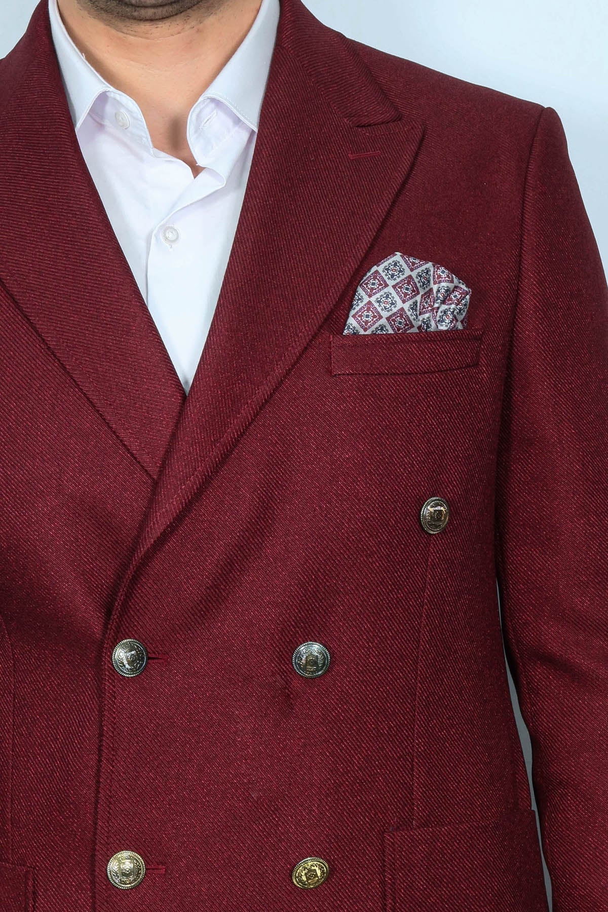 Mens Burgundy Slim Fit Blazer – Sharp Double Breasted Design 4   - from alligatorwarehouse.com