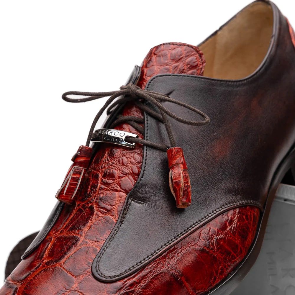 Marco Di Milano Anzio Exotic Alligator & Calfskin Leather Cognac Oxfords 10 ANZIO_ALLIGATOR_COGNAC_8  - from alligatorwarehouse.com