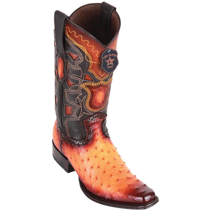 Los Altos Boots - Mens Dress Cowboy Boot - Low Priced Buttercup Ostrich Boots - European Toe- in Faded Buttercup 1   - from alligatorwarehouse.com