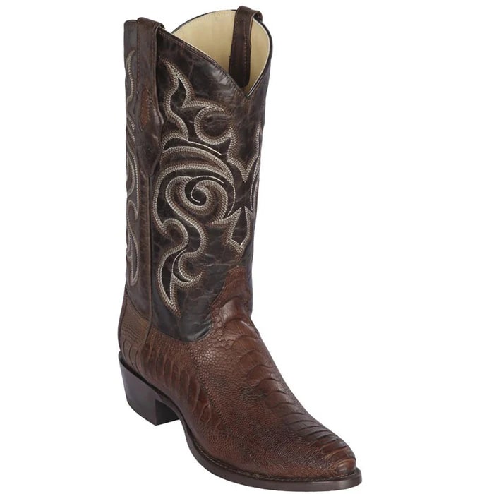Los Altos Boots - Mens Dress Cowboy Boot - Low Priced Brown Ostrich Leg Cowboy Boots R-Toe- in Brown 1   - from alligatorwarehouse.com
