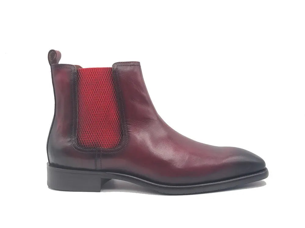 Calfskin Leather Chelsea Boot 2 KB509-30Burgundy8  - from alligatorwarehouse.com