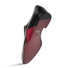 Patina Calfskin Artisan Black Double Gore Slip-on Shoes By Mezlan Made In Spain Brand