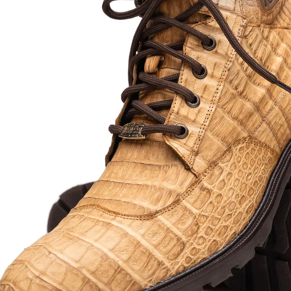Marco Di Milano Leoni Men's Shoes Oil Orix Genuine Caiman Crocodile Leather Rugged Boots 2 LEONI_CAIMAN FUSCUS_OIL ORIX_8.5  - from alligatorwarehouse.com