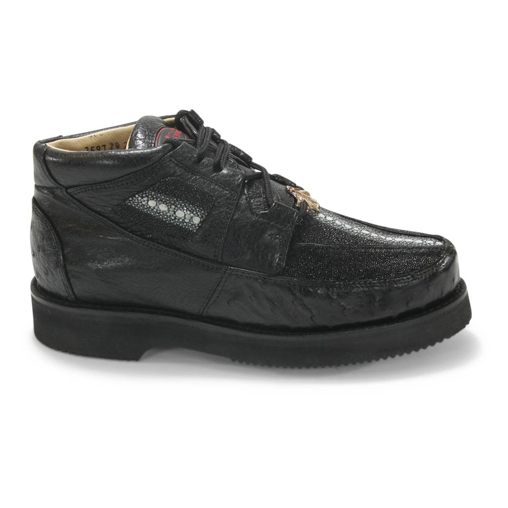 Los Altos Casual Black Stingray & Ostrich Skin Shoes 2   - from alligatorwarehouse.com