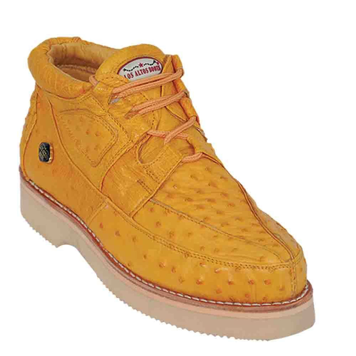 Los Altos Men's Yellow Gold Casual Buttercup Full Ostrich Sneakers