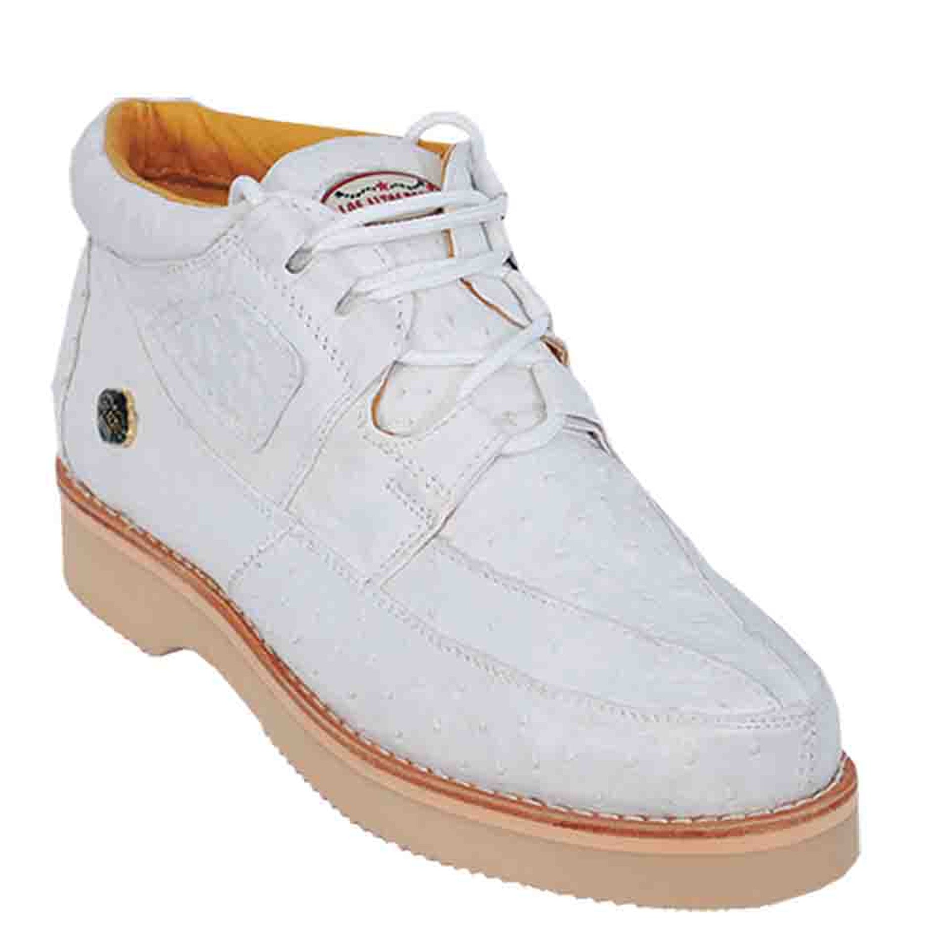 Los Altos Men's Casual White Full Ostrich Sneaker 3   - from alligatorwarehouse.com