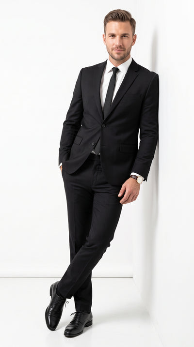 Men’s Blues Brothers Black Suit Costume Package, Formal Black Suit with Shirt and Tie
