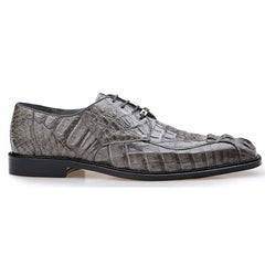 Men's Belvedere Chapo Hornback Caiman Crocodile Dress Shoe in Grey