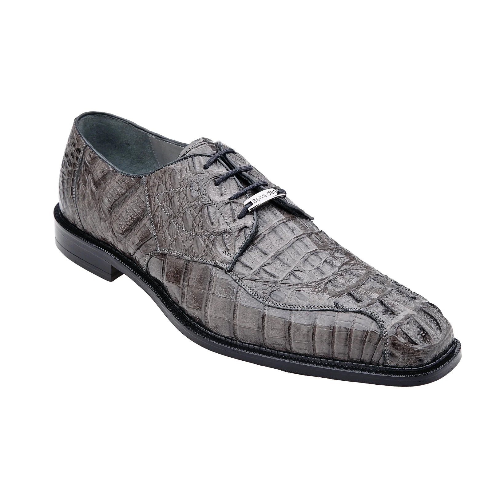 Men's Belvedere Chapo Hornback Caiman Crocodile Dress Shoe in Grey 2 MEN 1465 GRAY-M-09  - from alligatorwarehouse.com