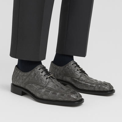 Belvedere Chapo Gray Genuine Alligator Leather Shoe