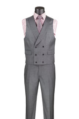 Charcoal Modern Fit 3-Piece Suit with Lapel Vest & Adjustable Pants