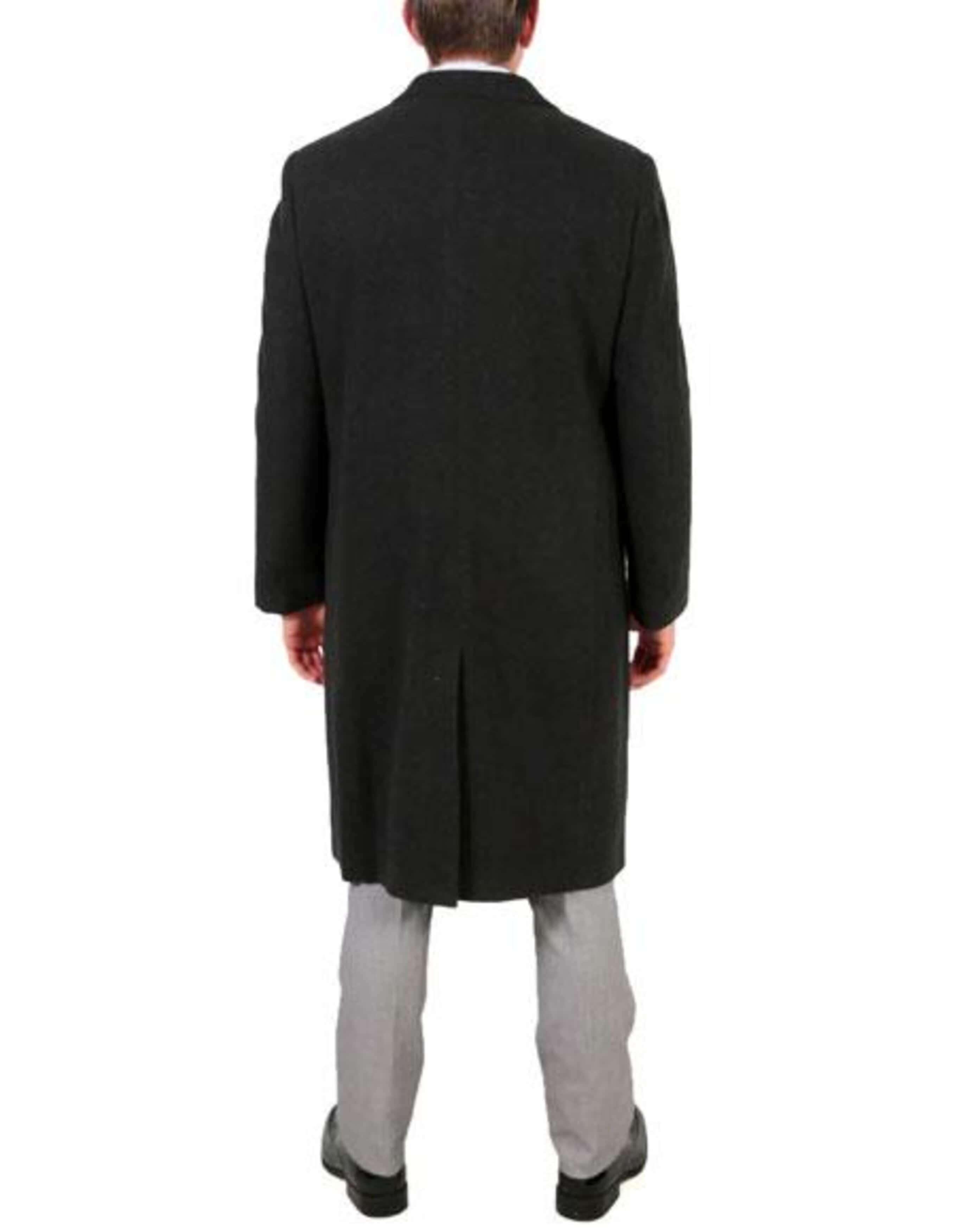 3 Button Wool/Poly Dark Charcoal Overcoat With Slanted Pockets 2   - from alligatorwarehouse.com