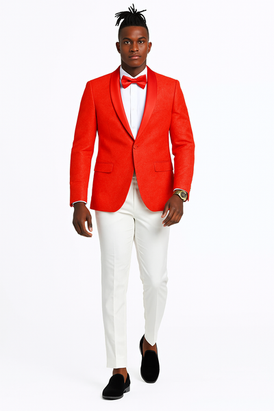 Men’s Slim Fit Tonal Paisley Tuxedo Jacket in Red for Wedding & Prom 3   - from alligatorwarehouse.com