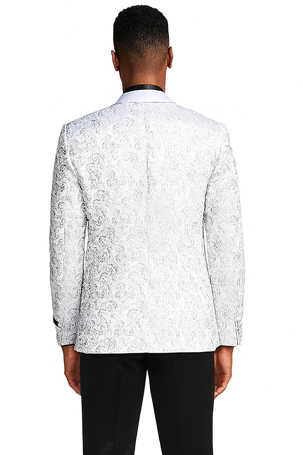 Men’s Silver Grey Tonal Paisley Tuxedo Jacket – Slim Fit Wedding & Prom Blazer 3   - from alligatorwarehouse.com