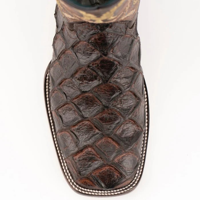 Ferinni Boot - Mens Dress Cowboy Boot  - Ferrini Bronco Men's Print Pirarucu Fish Boots Handcrafted Chocolate  in Chocolate Ferinni Boot - Mens Dress Cowboy Boot  - Ferrini Bronco Men's Print Pirarucu Fish Boots Handcrafted Chocolate  in Chocolate