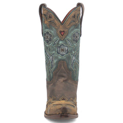 Dan Post Womens Vintage Bluebird Chocolate & Teal 11 Snip Toe Cowboy Boot
