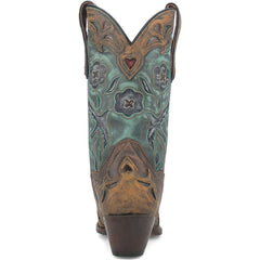 Dan Post Womens Vintage Bluebird Chocolate & Teal 11 Snip Toe Cowboy Boot