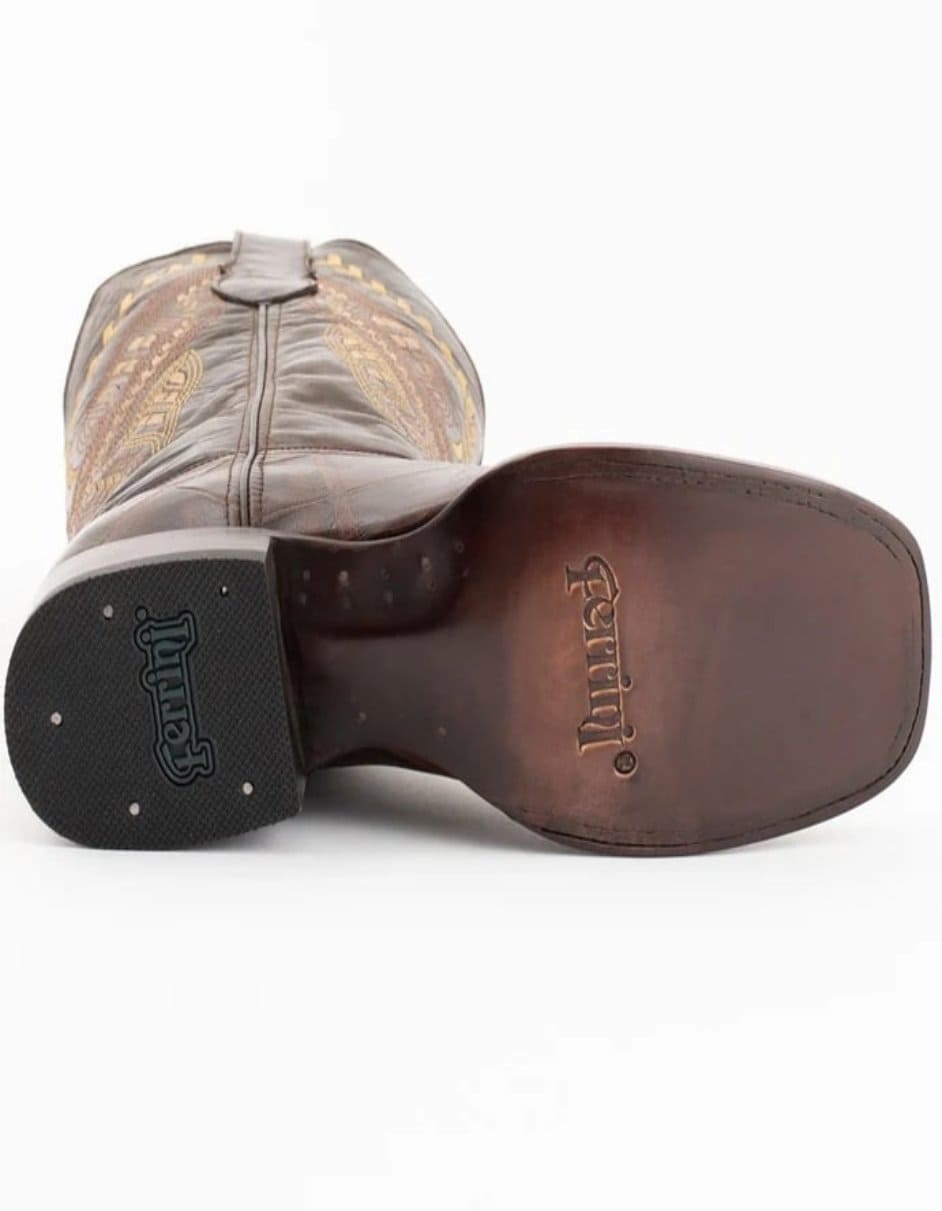 Ferrini Jesse Men's Print Alligator Boots Handcrafted Chocolate 4 43593-09-085-D  - from alligatorwarehouse.com