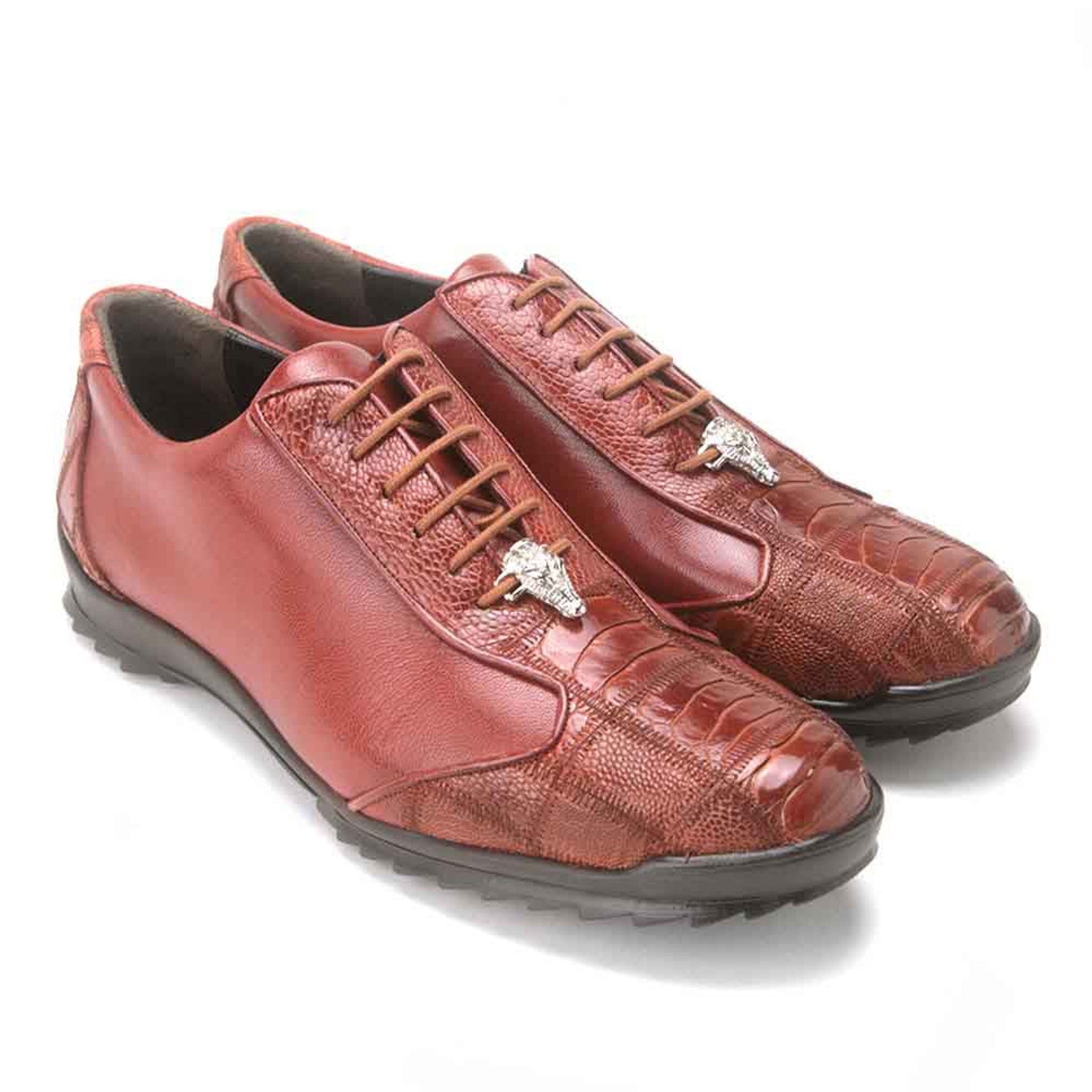 Los Altos Cognac Genuine Ostrich Casual Sneaker 1   - from alligatorwarehouse.com
