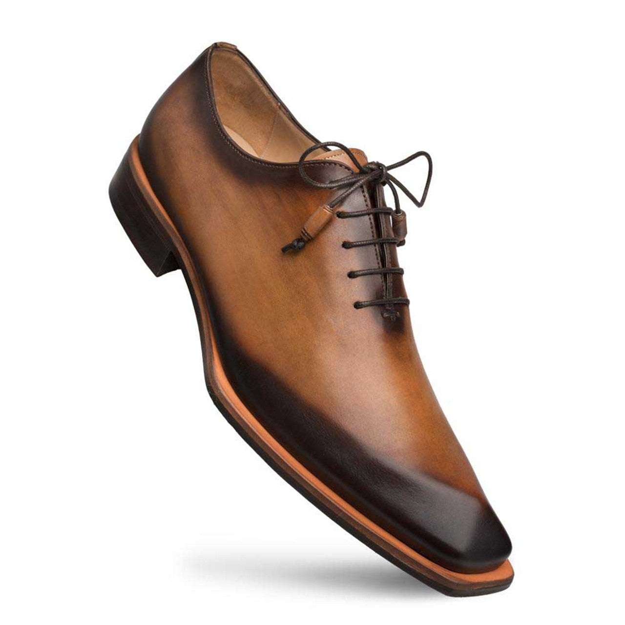 Mezlan Cognac Asymmetric Plain Toe Oxford 1   - from alligatorwarehouse.com
