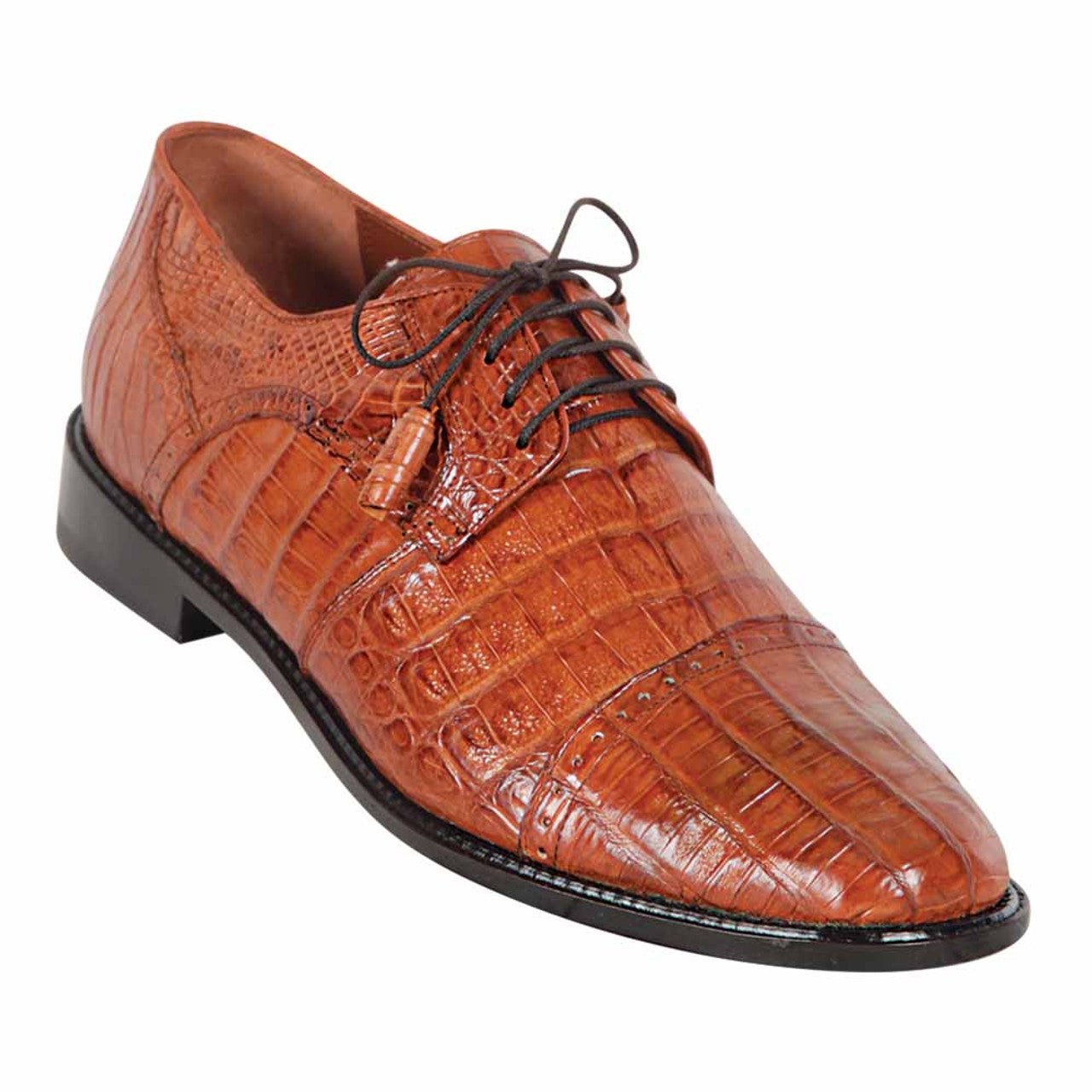 Los Altos Cognac Genuine Caiman Belly Exotic Shoes 1   - from alligatorwarehouse.com