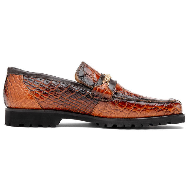 Men's Mauri Casual Alligator Loafers Cognac Metal Bit Debonair 1   - from alligatorwarehouse.com