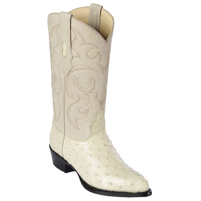 Los Altos Boots - Mens Dress Cowboy Boot - Low Priced Winter-White Ostrich Cowboy Boots- in White
