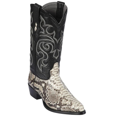 J Toe Cowboy Boots - J Toe Western Boots - Los Altos Boots - Mens Dress Cowboy Boot - Low Priced Natural Python Snakeskin J-Toe Cowboy Boots- in Natural 1   - from alligatorwarehouse.com