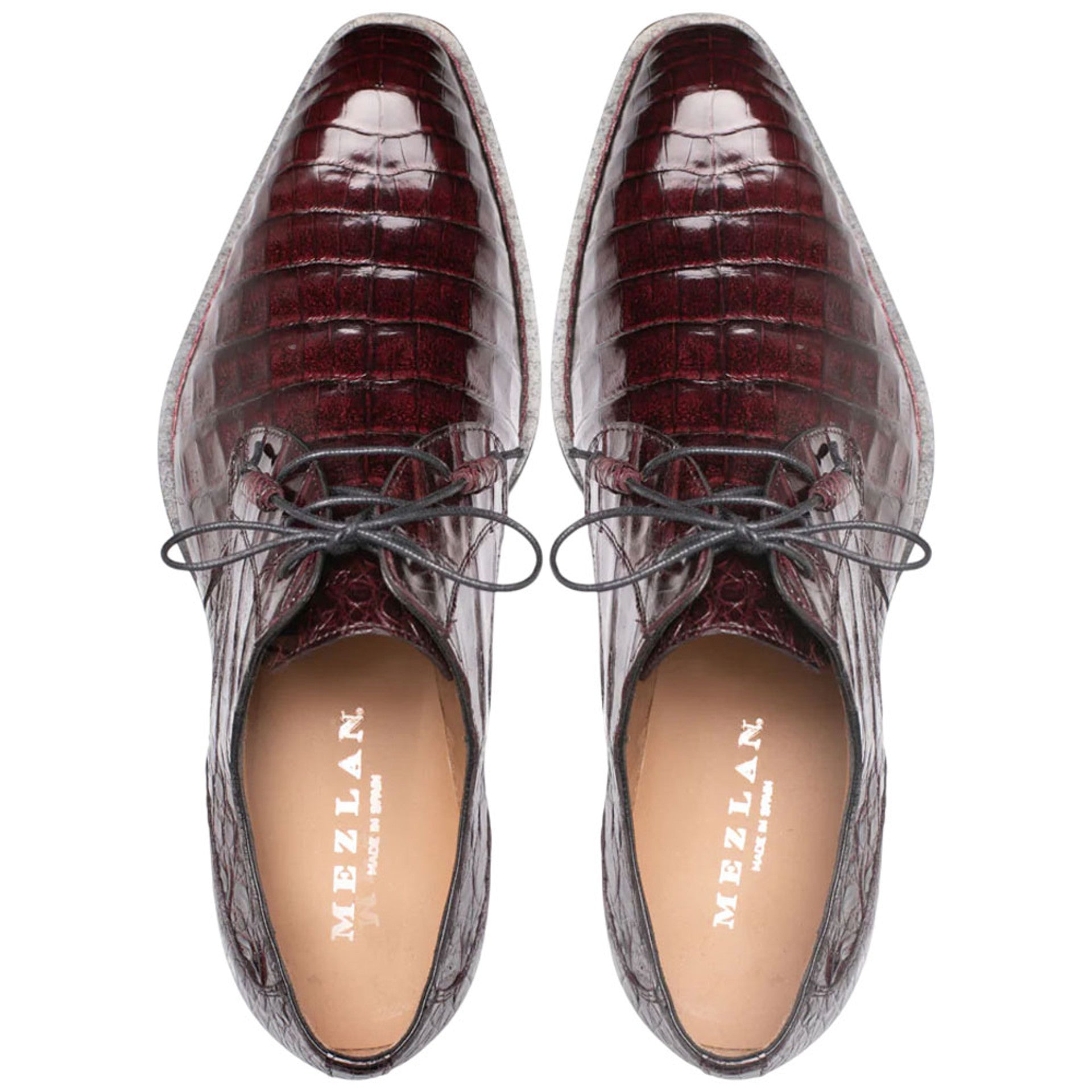 Men's Cratos Genuine Crocodile Burgundy Derby Shoes By Mezlan Made In Spain Brand 5   - from alligatorwarehouse.com