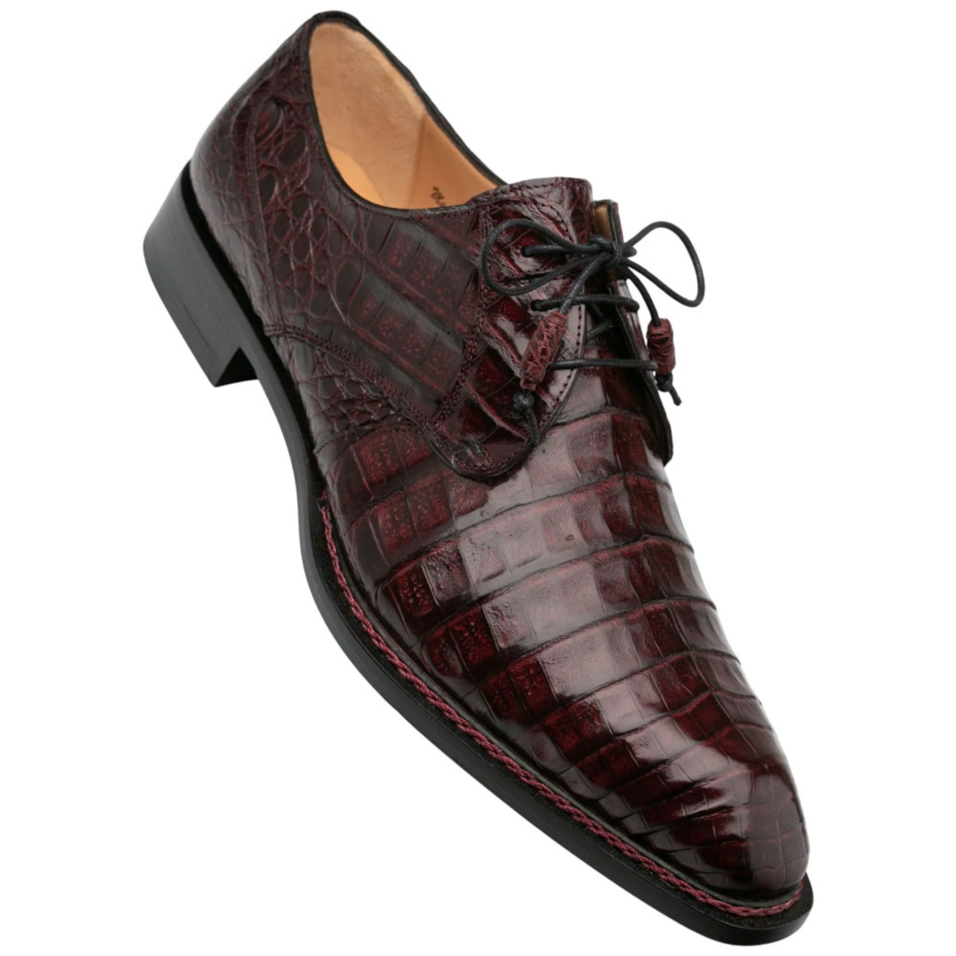 Men's Cratos Genuine Crocodile Burgundy Derby Shoes By Mezlan Made In Spain Brand 1   - from alligatorwarehouse.com