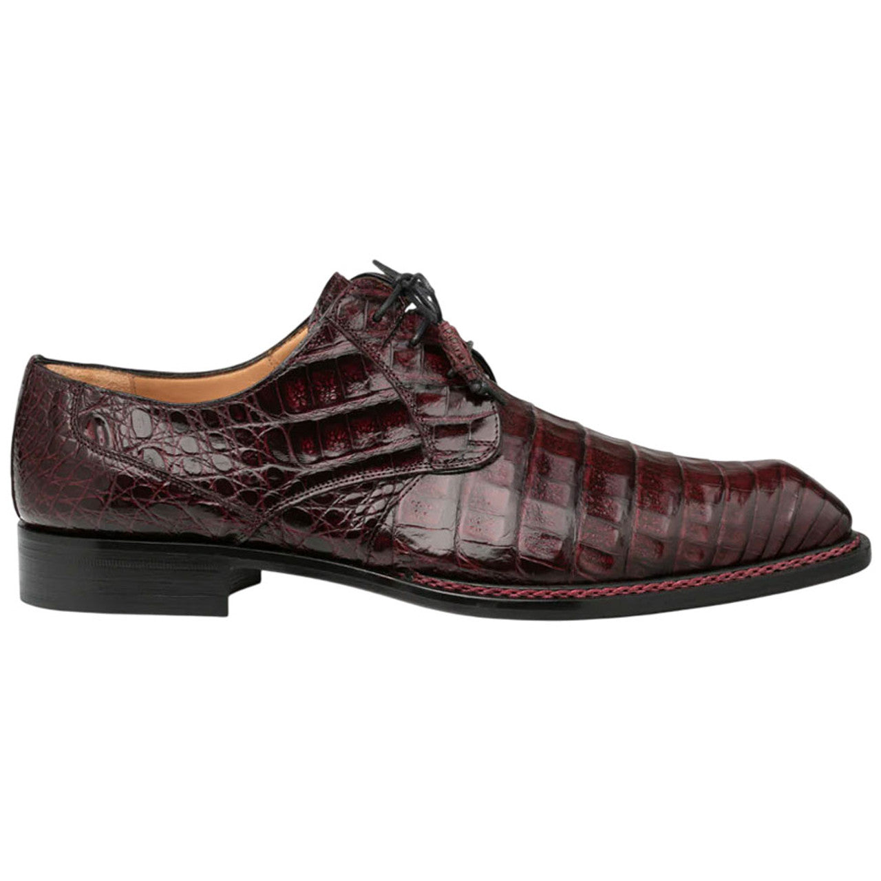 Men's Cratos Genuine Crocodile Burgundy Derby Shoes By Mezlan Made In Spain Brand 2   - from alligatorwarehouse.com