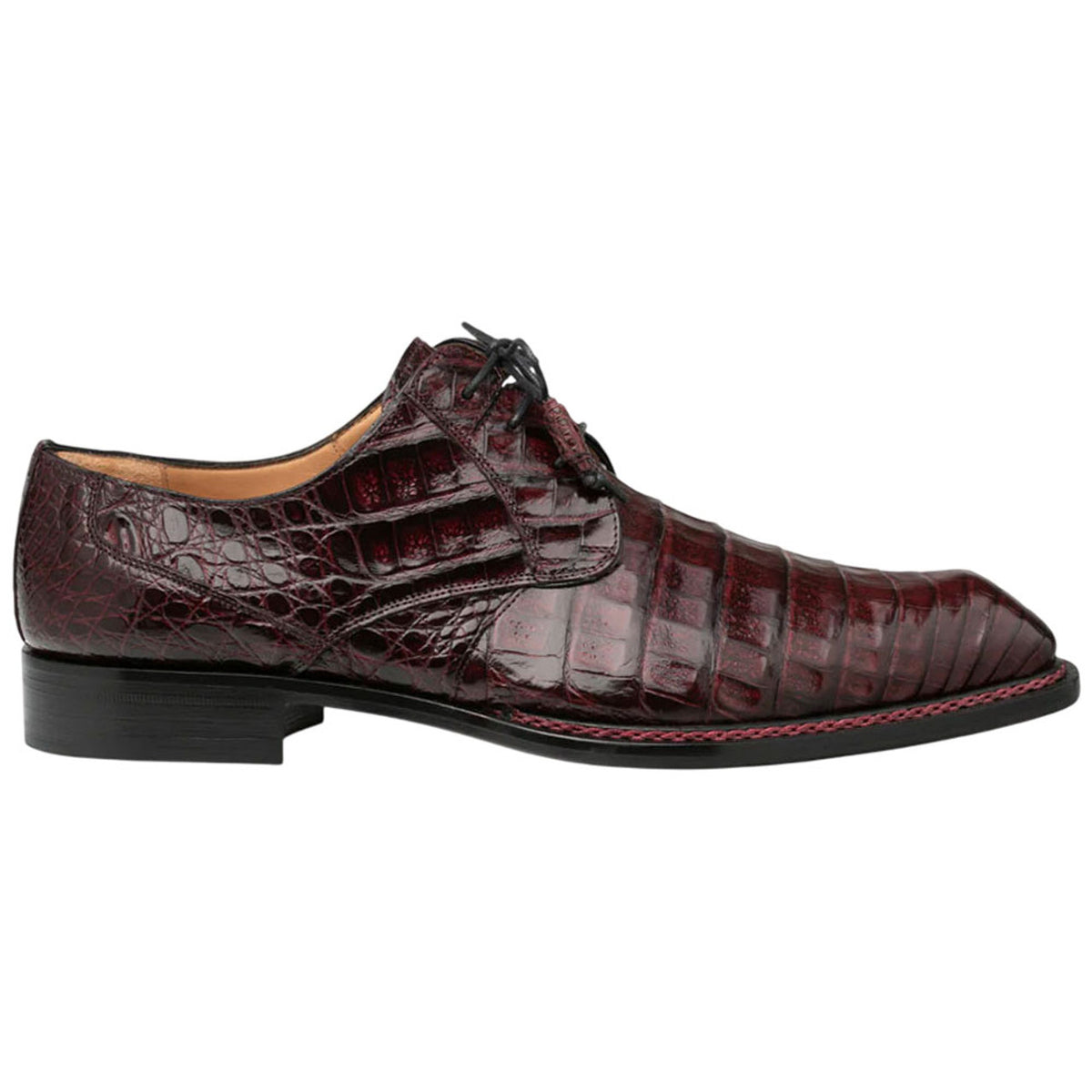 Men's Cratos Genuine Crocodile Burgundy Derby Shoes By Mezlan Made In Spain Brand