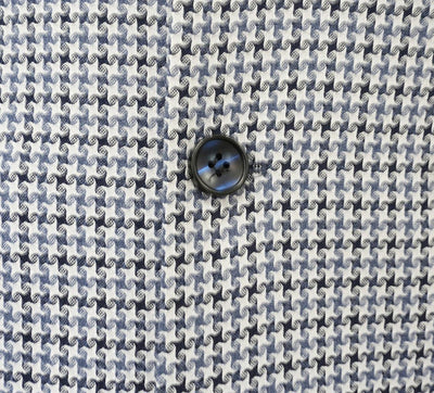 Blue Houndstooth Hybrid Fit Double Breasted Jacket